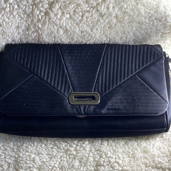 Katy Langley Solid Black Shoulder Evening Bag Woman’s Medium Fold Over 6H X 10W - Picture 15 of 16